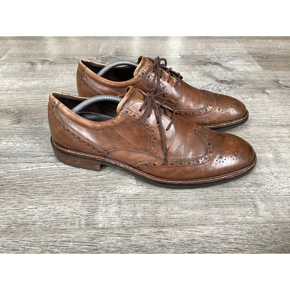 Ecco Vitrus Wingtip Oxford Shoes Mens Size 45 11 Brown Leather Brogue Comfort